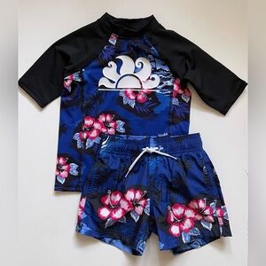 Sundek Boy's Surfing the Heaven Swim Set - Rash Guard & Printed Swim Trunks - 4